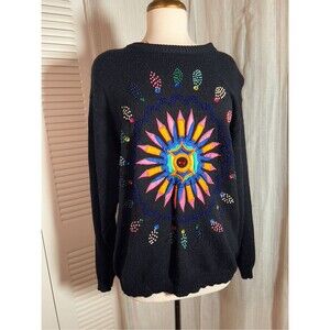 Western Connection Sweater Size L Women’s Vintage Colorful Beaded Small Knit Top